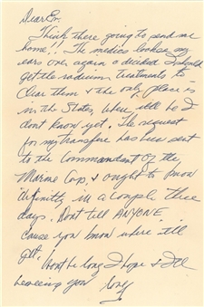 1953 Ted Williams Letter Home About Korean War Discharge (Beckett)